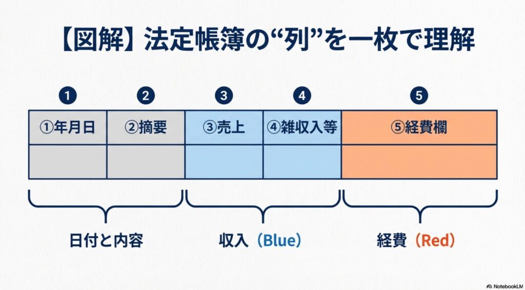 法廷帳簿の列マップのスライド