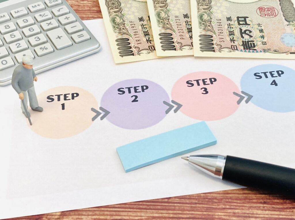 電卓とお金。ステップ１～４
