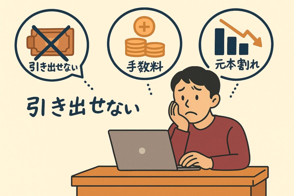 ここに注意!引き出せない、手数料、元本割れ