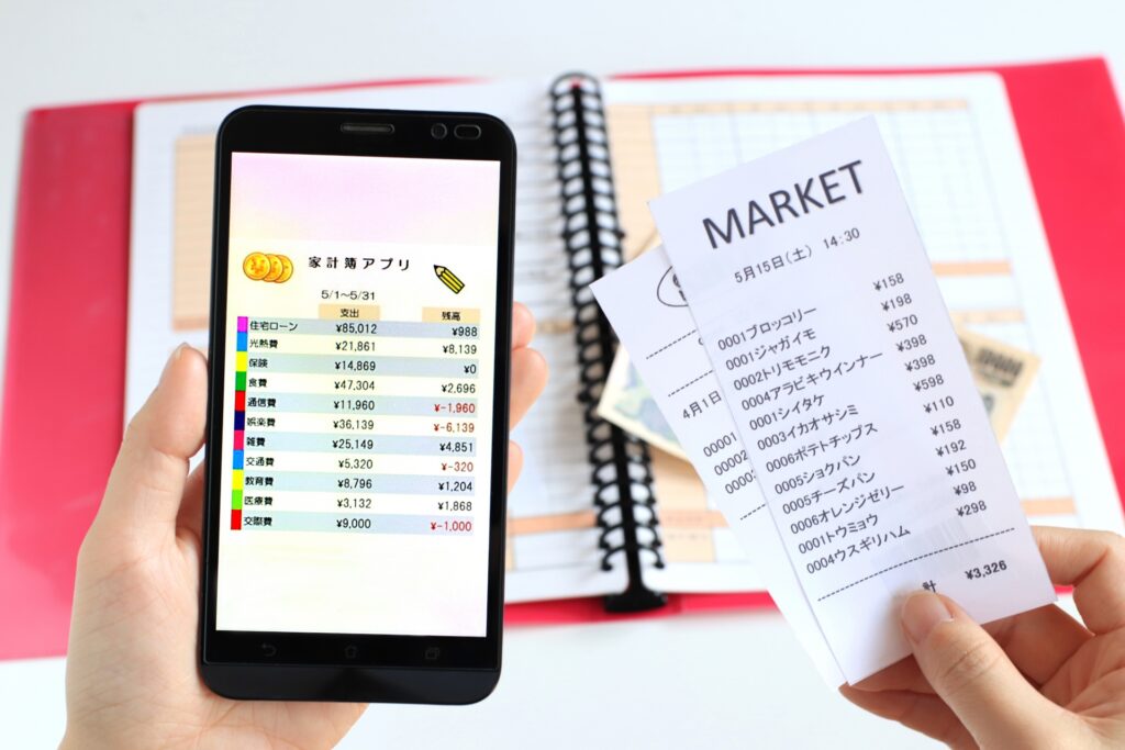 レシートの内容がスマホに反映されているイメージ画像