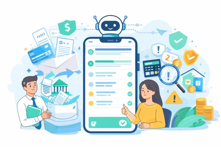 スマホの後ろにAIが待機していてデータ処理をしているイメージ画像